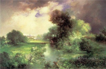 6月 イーストハンプトンの風景 トーマス・モラン小川 Oil Paintings